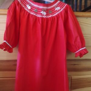 Vibrant Red Dress with Floral Embroidery